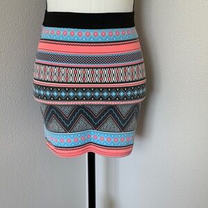 Zara Vibrant Pink and Blue Mini Skirt